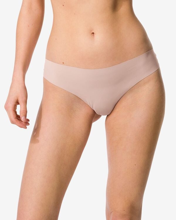 string femme microfibre d&eacute;coup&eacute; au laser avec dentelle beige - 19601234BEIGE - HEMA