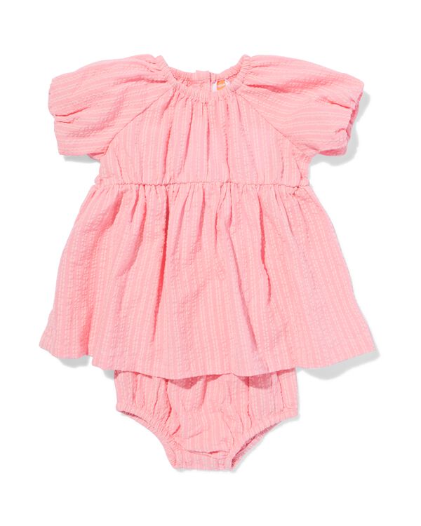 babykledingset A-lijn seersucker strepen roze roze - 33079970PINK - HEMA