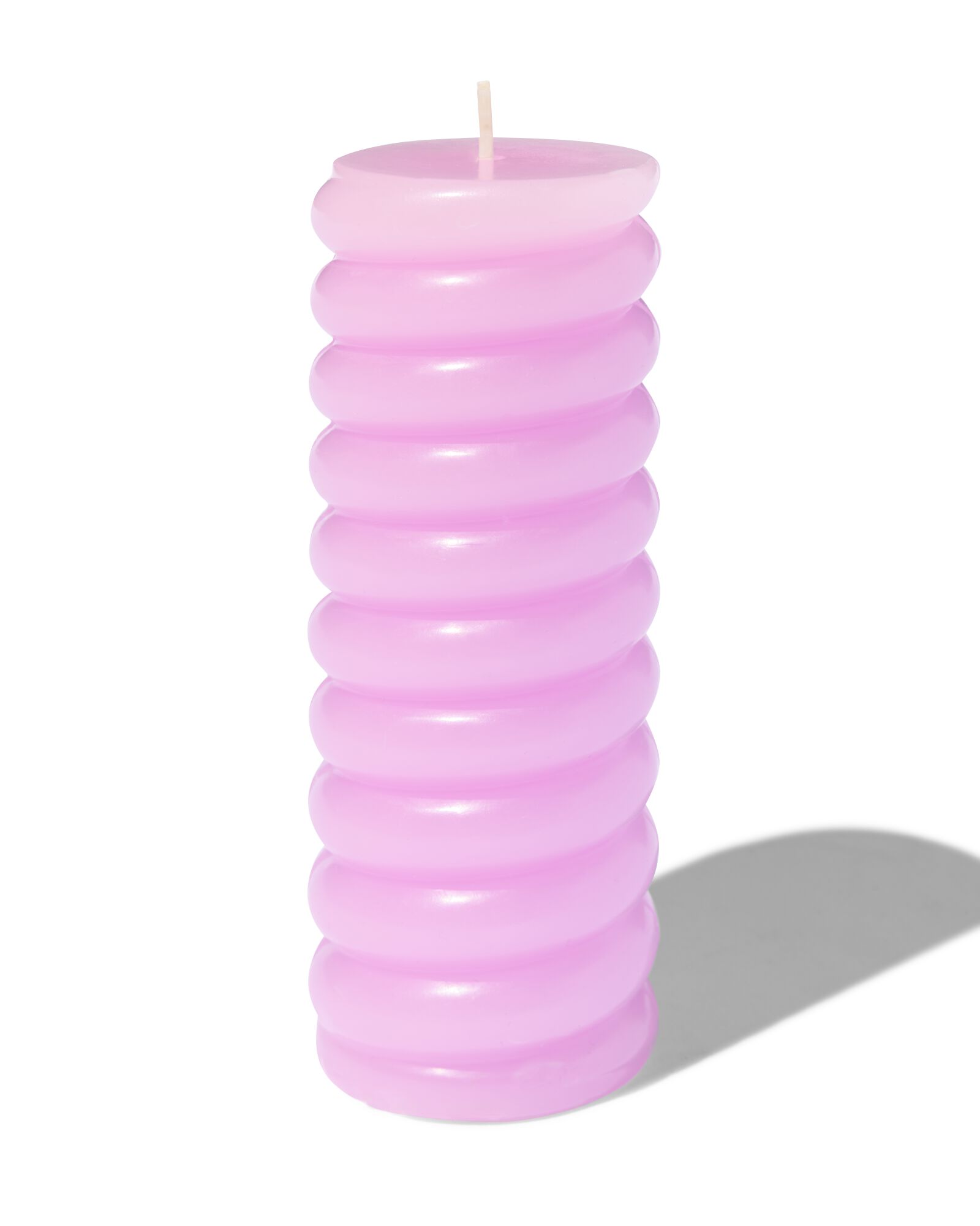 Stumpenkerze, 5,5 x 15 cm, mit Rippenstruktur, lila - 13506107 - HEMA