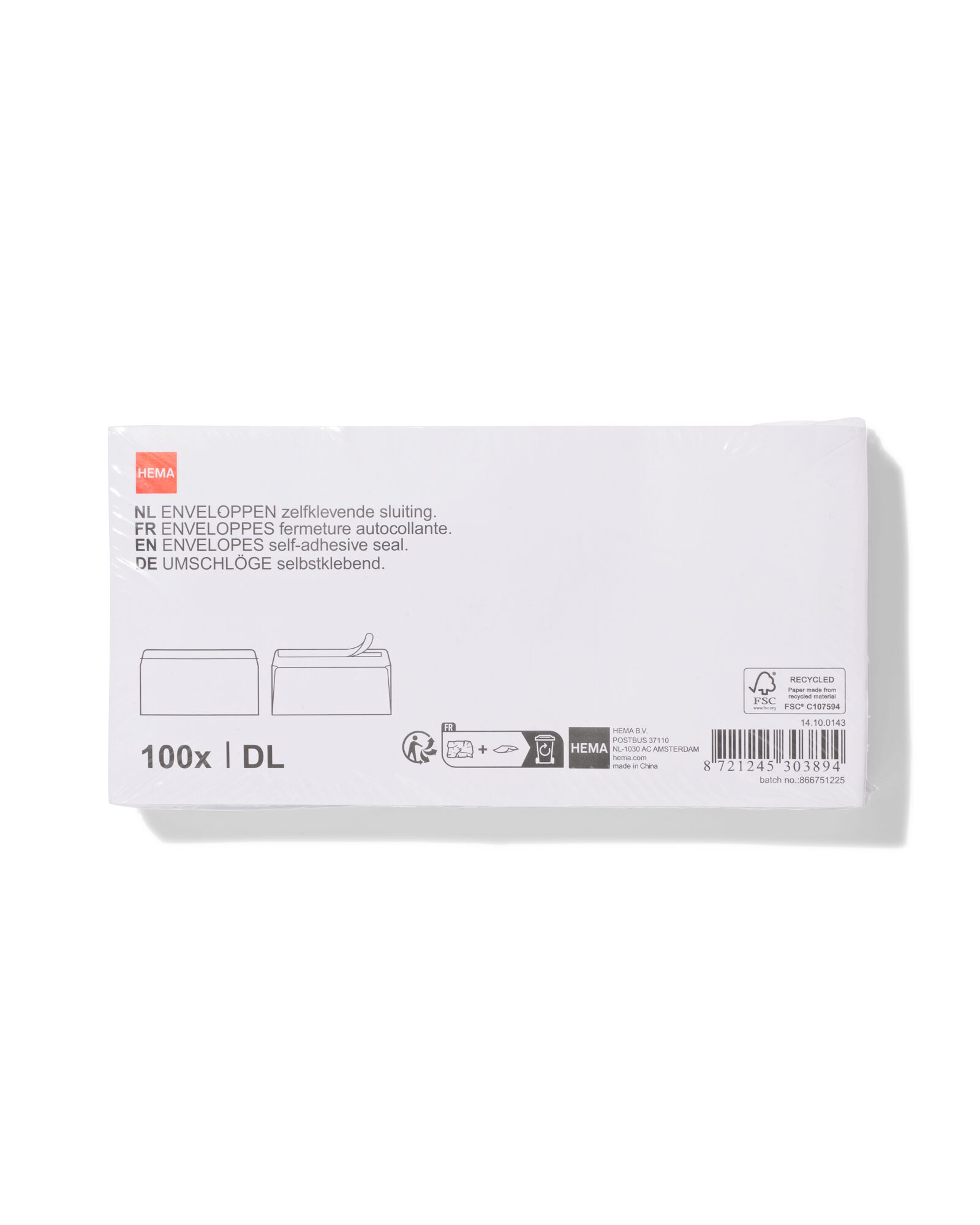 enveloppes DL blanches - lot de 100 - 14100143 - HEMA