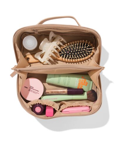 Kulturbeutel mit diagonalem Rei&szlig;verschluss 24 &times; 12 &times; 12 cm Beige - 11890754 - HEMA