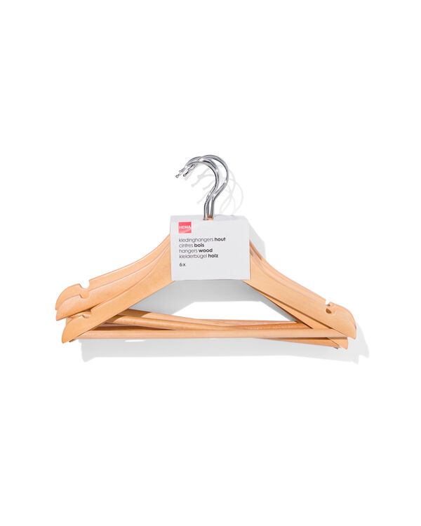 kledingshangers kind hout - 6 stuks - 39800403 - HEMA