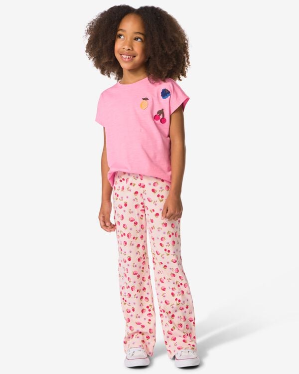kinderlegging bootcut rib aardbeien roze roze - 30842119PINK - HEMA