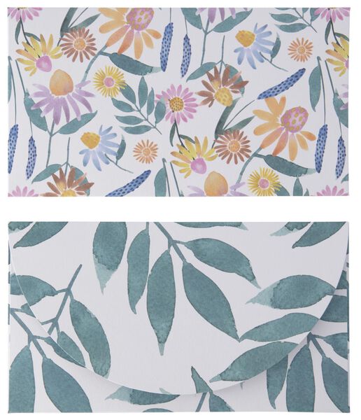 2er-Pack Briefumschläge mit Blankokarten, 10 x 18 cm, Blumen/Blätter - 14700575 - HEMA