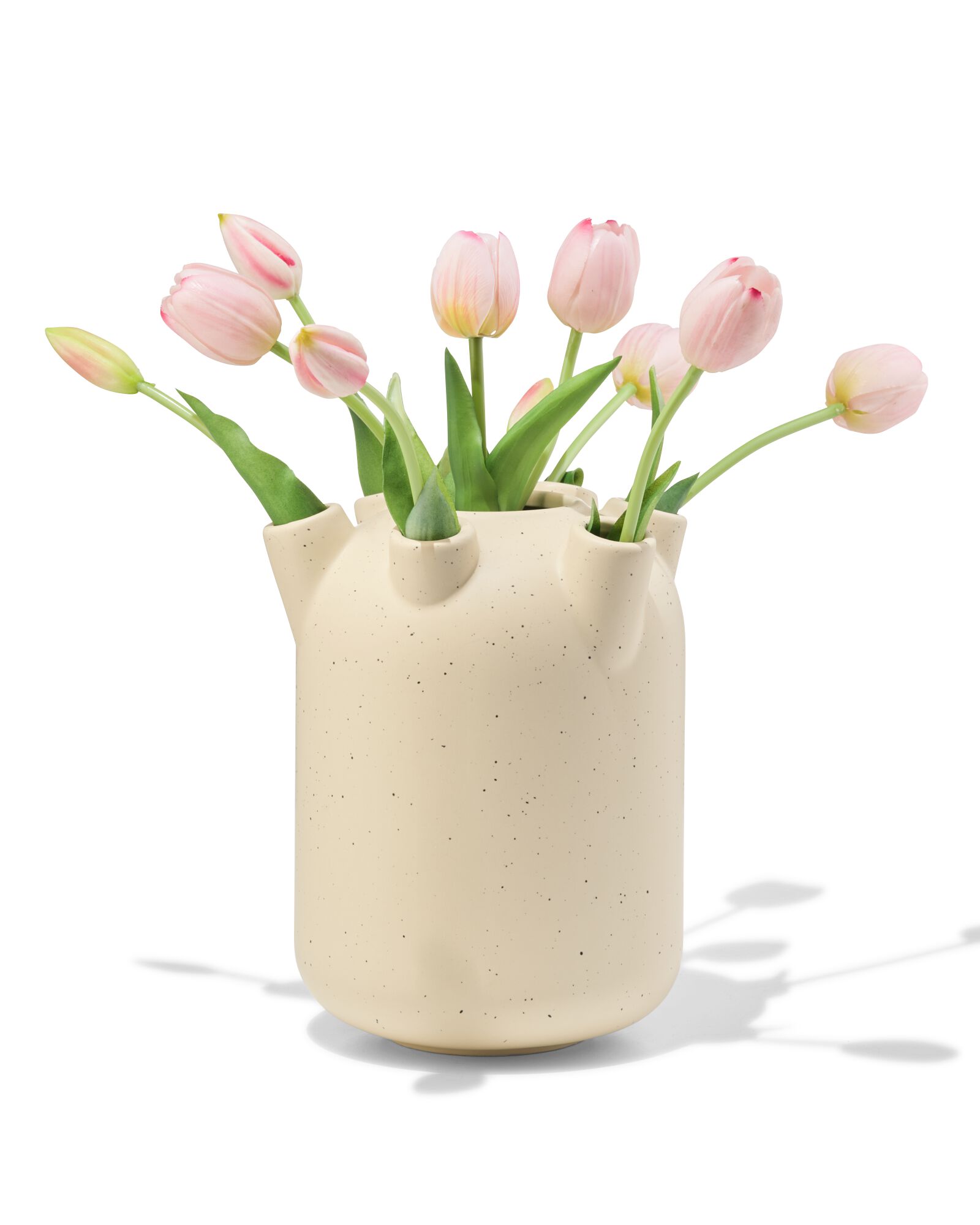 vase tulipe ⌀ 15x21 cm c&eacute;ramique mouchetures blanc - 13326100 - HEMA