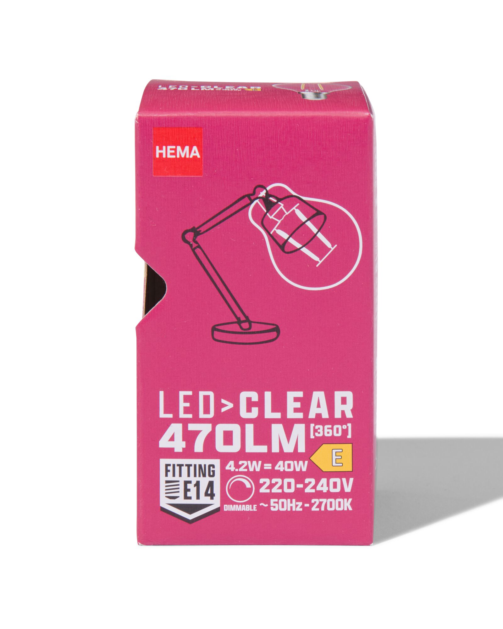 led kogel clear E14 4.2W 470lm dim - 20000049 - HEMA