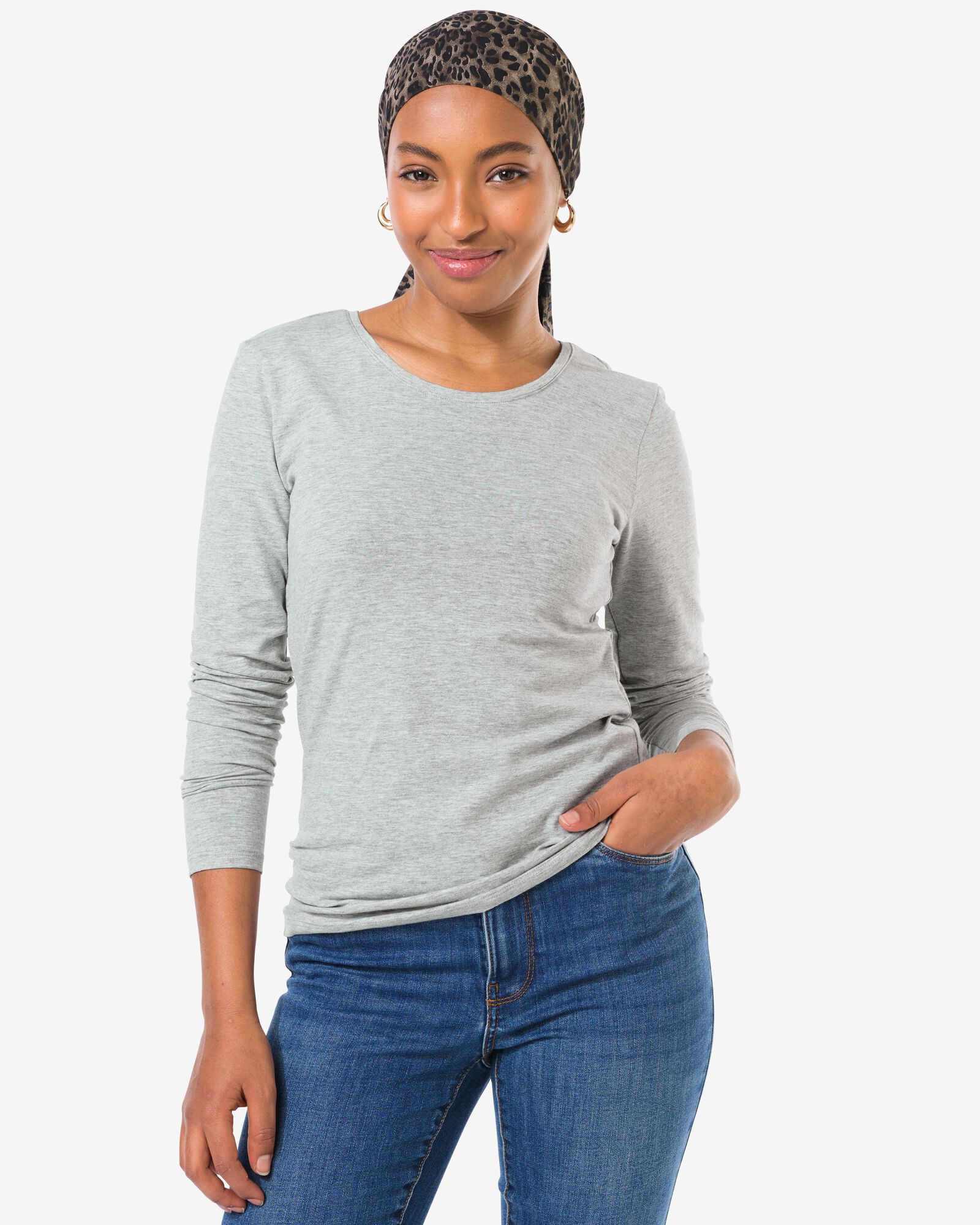 dames T-shirt basic o-hals lichtgrijs lichtgrijs - 36300570LIGHTGREY - HEMA