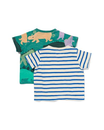 baby t-shirts met dino en strepen - 2 stuks groen 92 - 33194046 - HEMA