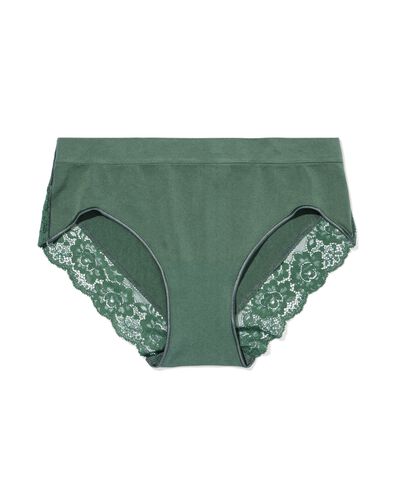 culotte hipster femme sans coutures microfibre avec dentelle vert fonc&eacute; L - 19641547 - HEMA