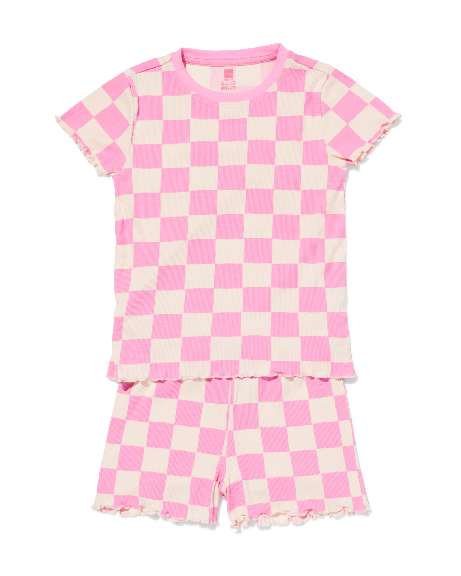 pyjacourt enfant c&ocirc;tel&eacute; carreaux rose - 23002960PINK - HEMA