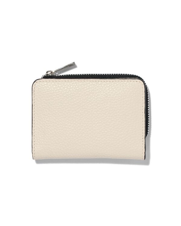 Portemonnaie mit Reißverschluss, beige, Leder, RFID-Schutz, 8 x 11.5 cm - 18110045 - HEMA