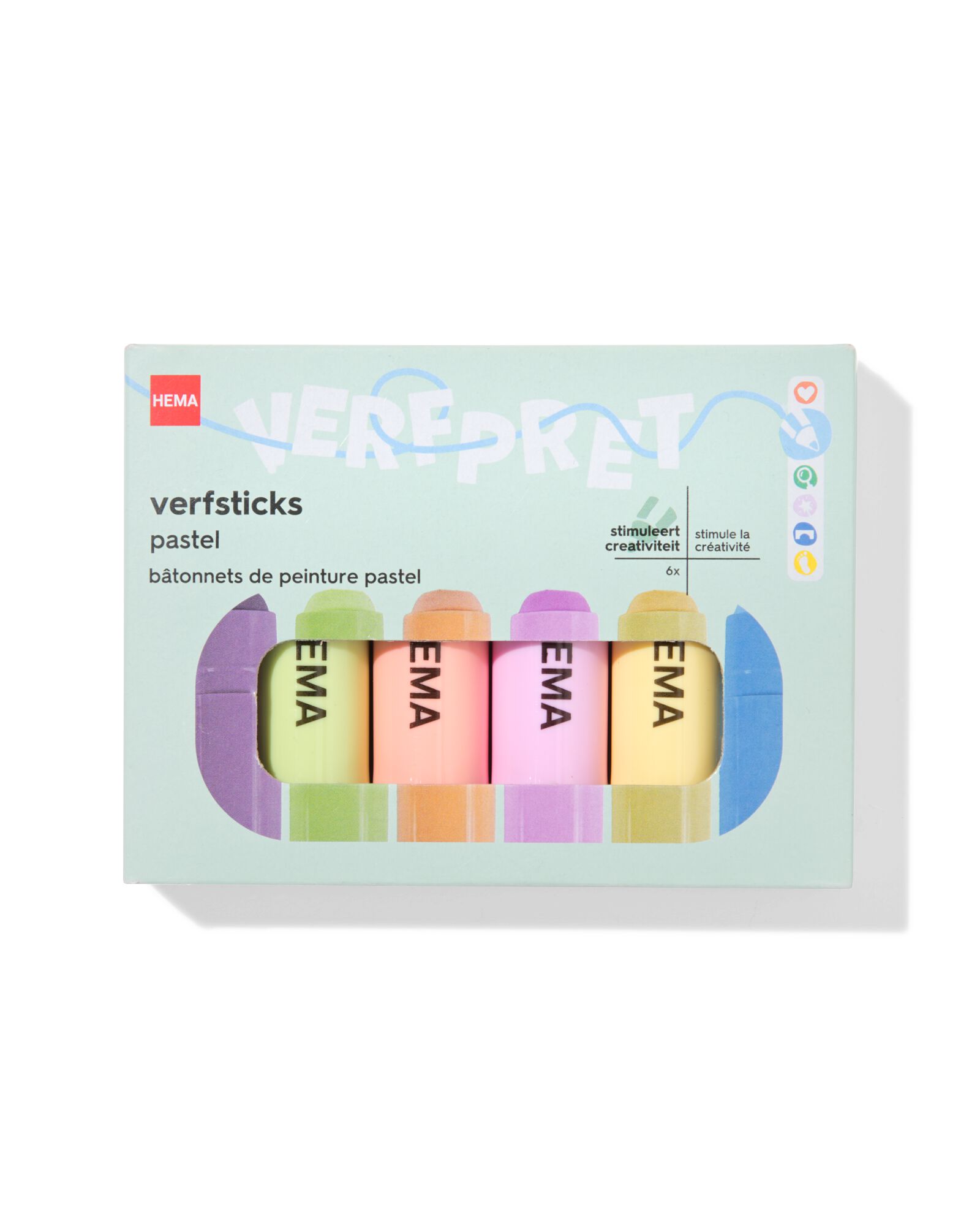 verfsticks pastel - 6 stuks - 15900254 - HEMA