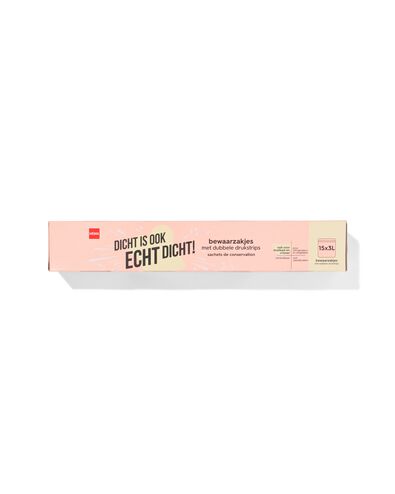 hersluitbare zakjes 3L drukstrips en standbodem - 15 stuks - 20510087 - HEMA