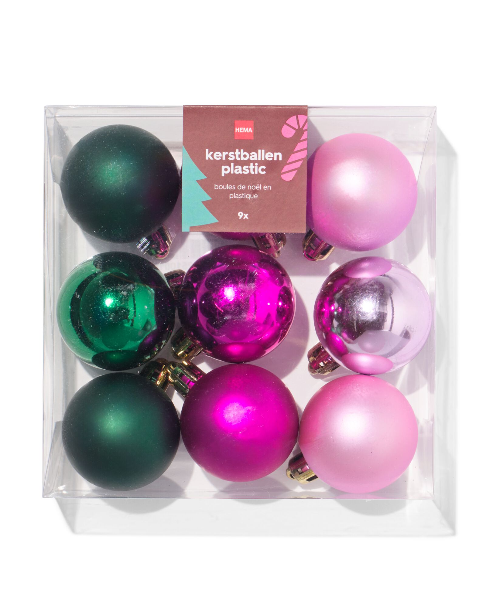 kerstballen 4.1cm plastic multi - 9 stuks - 25100198 - HEMA