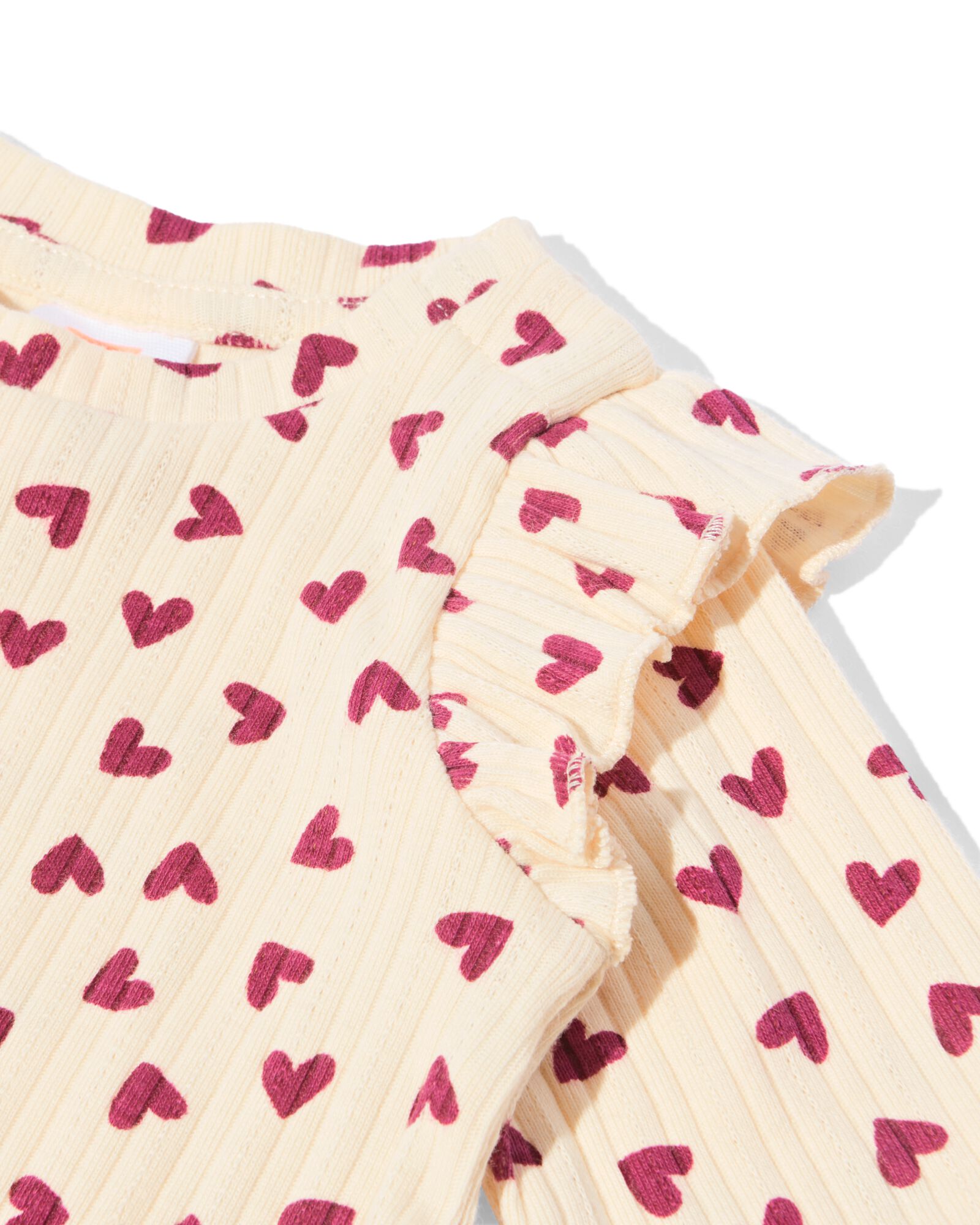 t-shirt nouveau-n&eacute; c&ocirc;tel&eacute; petits c&oelig;urs &eacute;cru &eacute;cru - 33446120ECRU - HEMA