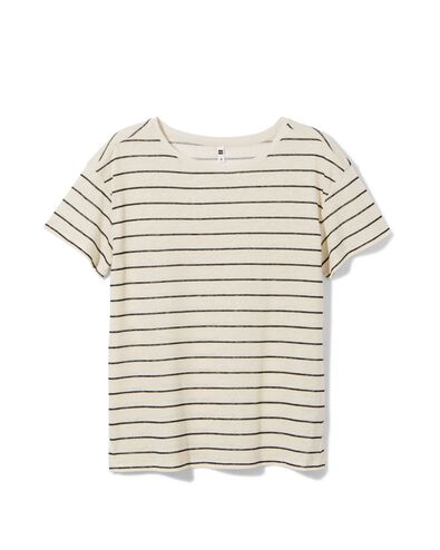 Damen-T-Shirt Evie, mit Leinenanteil weiß/scharz weiß/scharz - 36257750WHITEBLACK - HEMA