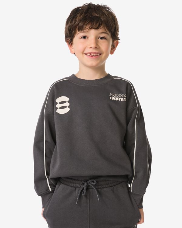 pull enfant tissu sweat texte gris fonc&eacute; gris fonc&eacute; - 30710911DARKGREY - HEMA