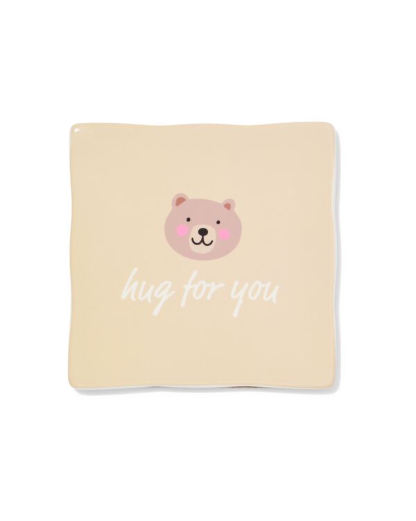 carreau 10x10 cm c&eacute;ramique ourson "hug for you" beige   - 61100290 - HEMA