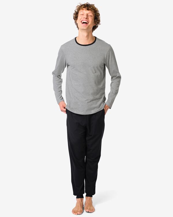 pyjama homme contraste gris chiné gris chiné - 23686640GREYMELANGE - HEMA