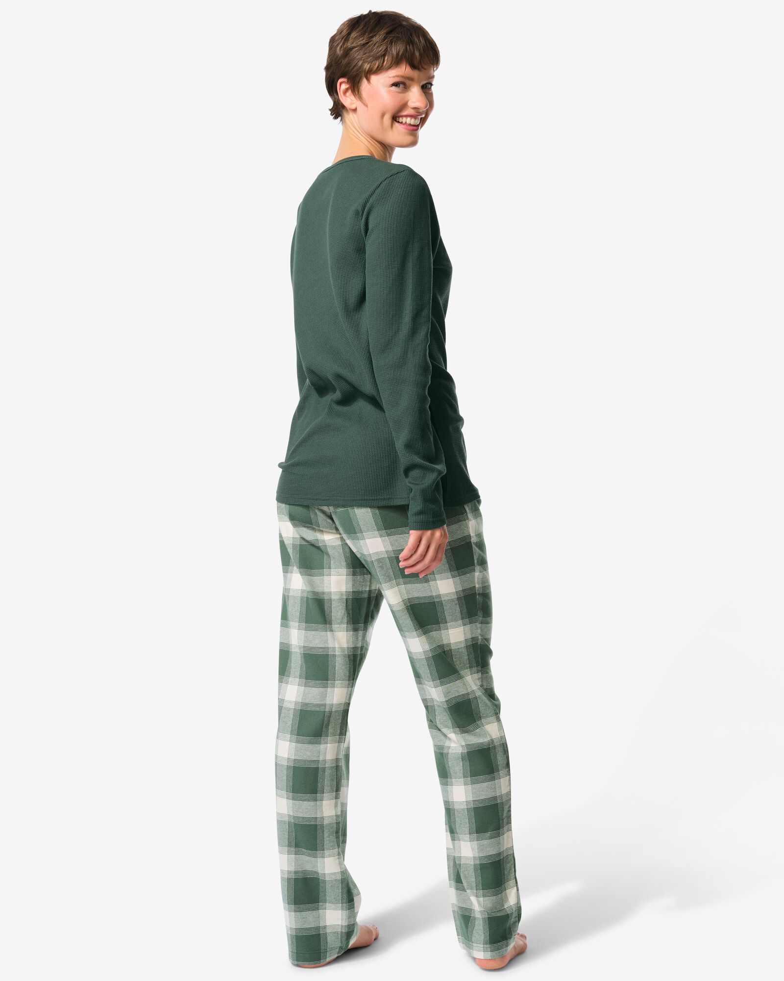 pyjama carreaux femme vert fonc&eacute; - 23401305DARKGREEN - HEMA