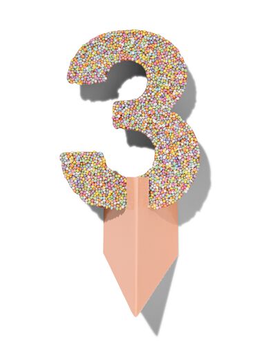 chiffre de fête 3 en chocolat avec perles multicolores - 10360004 - HEMA