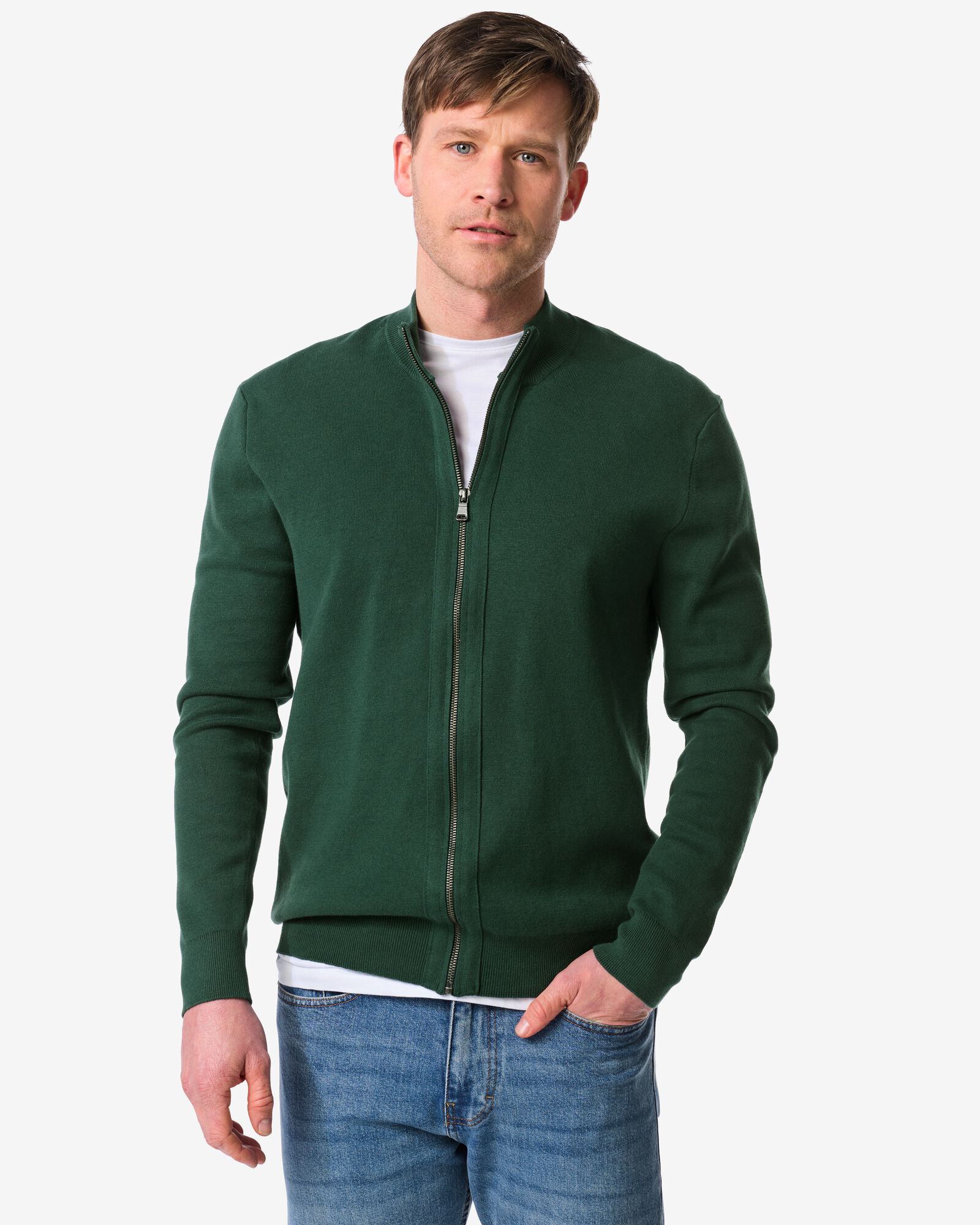 herenvest Milan donkergroen donkergroen - 2140100DARKGREEN - HEMA