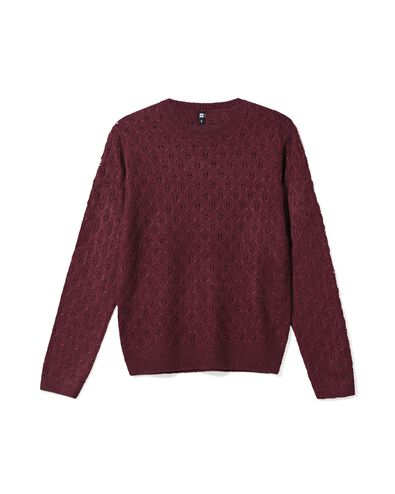 pull femme Golda ajour&eacute; bordeaux - 36207610BURGUNDYRED - HEMA