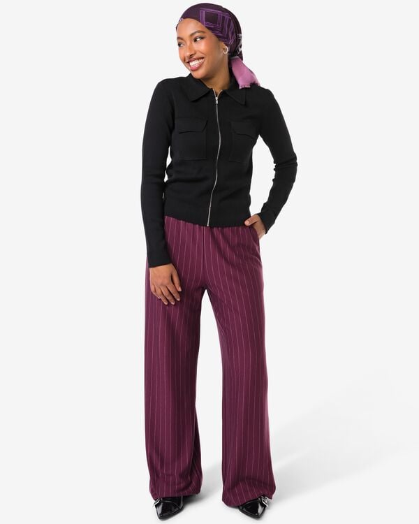 pantalon femme Eva large jersey rayures bordeaux bordeaux - 36206560BURGUNDYRED - HEMA