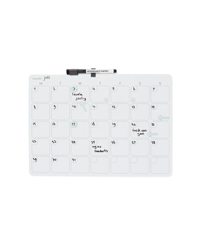 whiteboard met marker en magneten 39.5x29.5cm maand - 14803952 - HEMA