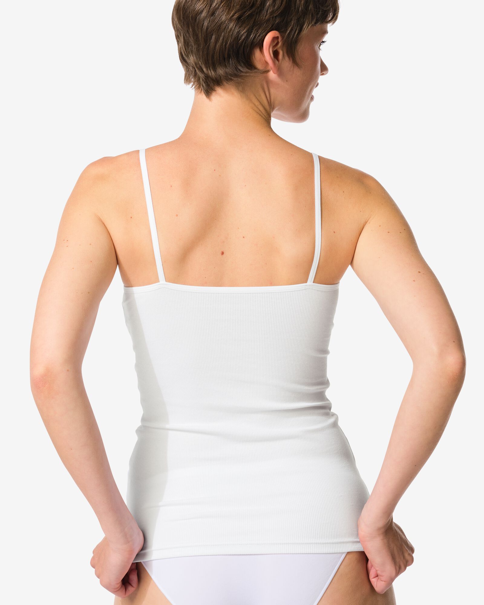 d&eacute;bardeur femme &agrave; bretelles spaghetti en dentelle blanc - 19671285WHITE - HEMA