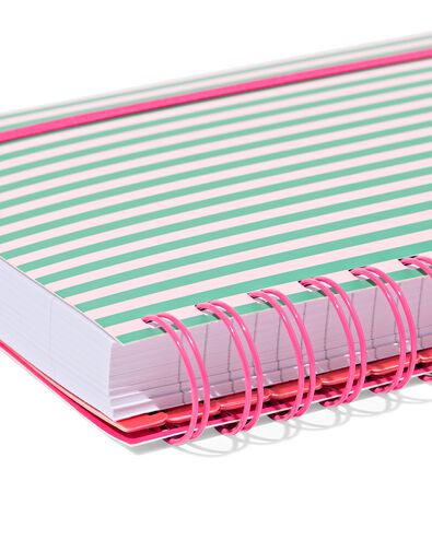 Cahier &agrave; spirale A5 lignes rayures vert-rose - 14100245 - HEMA