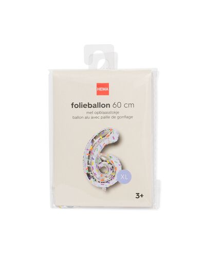 Folienballon Zahl 6, 60 cm, Konfetti - 14260063 - HEMA
