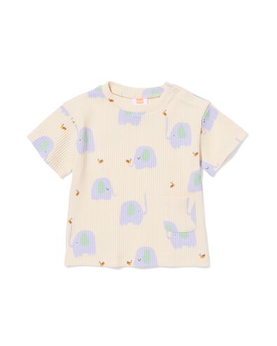 Newborn-T-Shirt gerippt Elefanten ecru - 33421020ECRU - HEMA