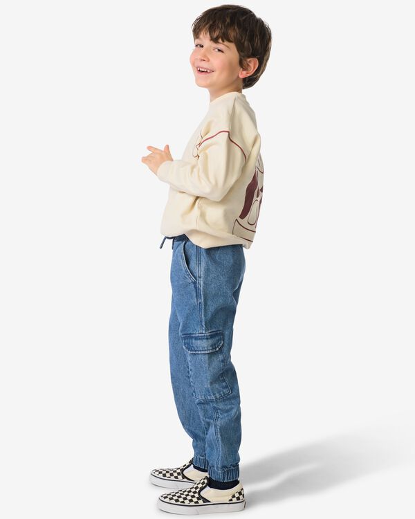 kinderbroek cargo regular fit middenblauw middenblauw - 30708901MIDBLUE - HEMA