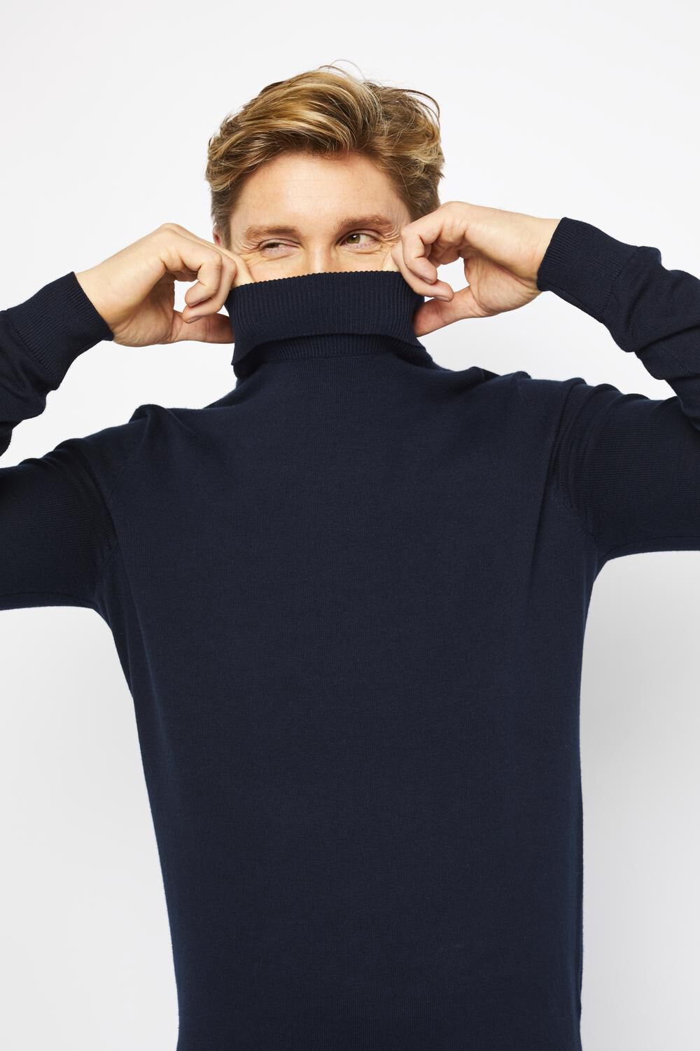 men's turtle-neck sweater dark blue - HEMA