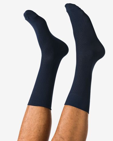 herensokken structuur donkerblauw donkerblauw - 4150390DARKBLUE - HEMA