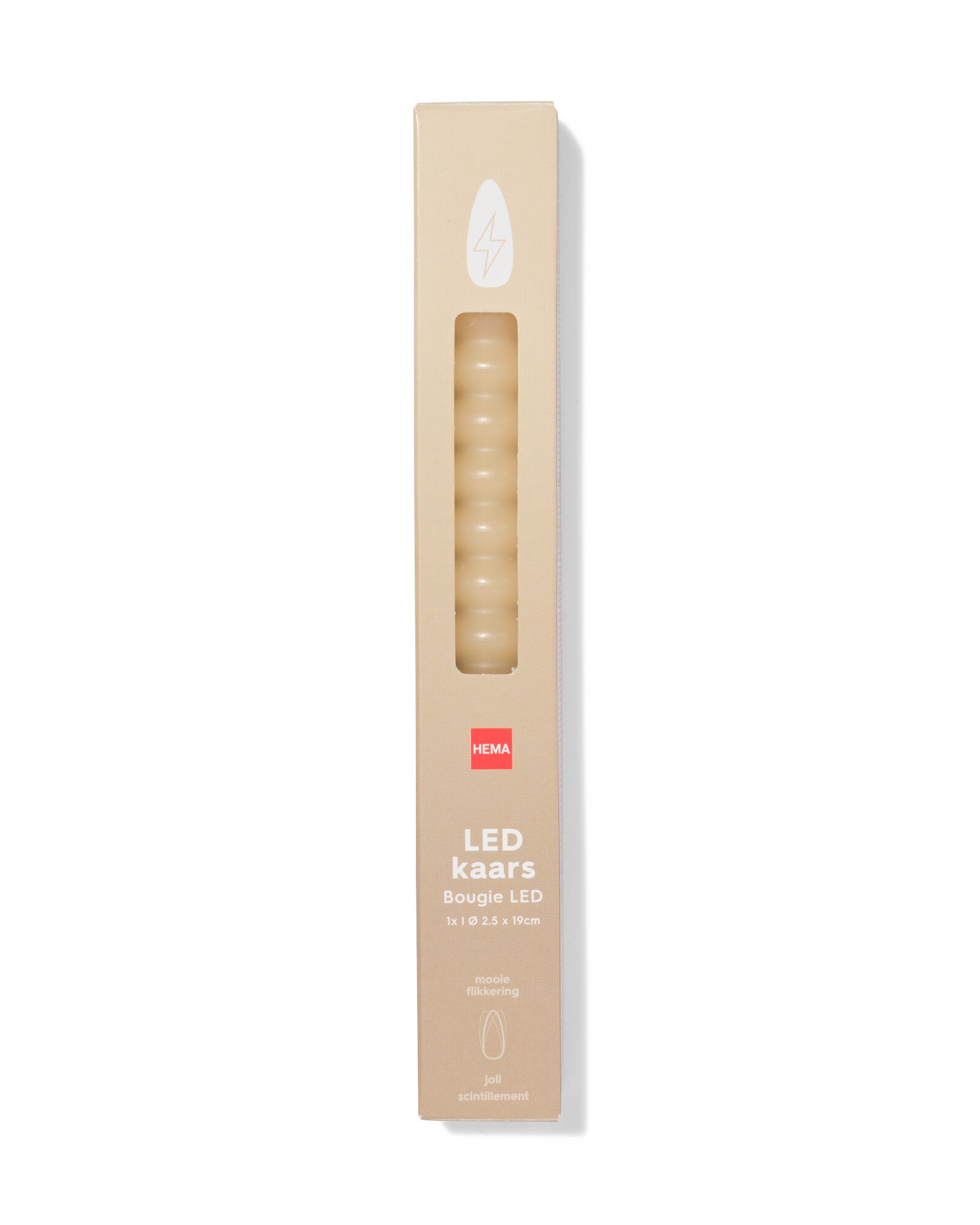bougie LED de table ⌀2,3 x 209 cm nervur&eacute;e jaune clair - 13550150 - HEMA