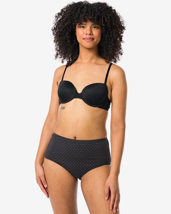 dames tailleslips stretch katoen - 2 stuks zwart/wit zwart/wit - 19680906BLACKWHITE - HEMA