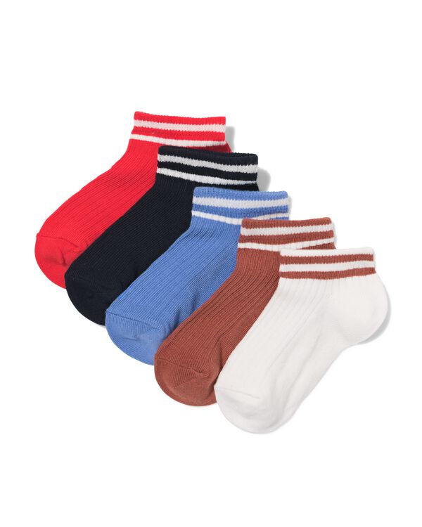 kinder enkelsokken rib strepen - 5 paar gebroken wit gebroken wit - 4320830OFFWHITE - HEMA