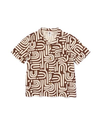 kinderoverhemd print bruin bruin - 30716305BROWN - HEMA