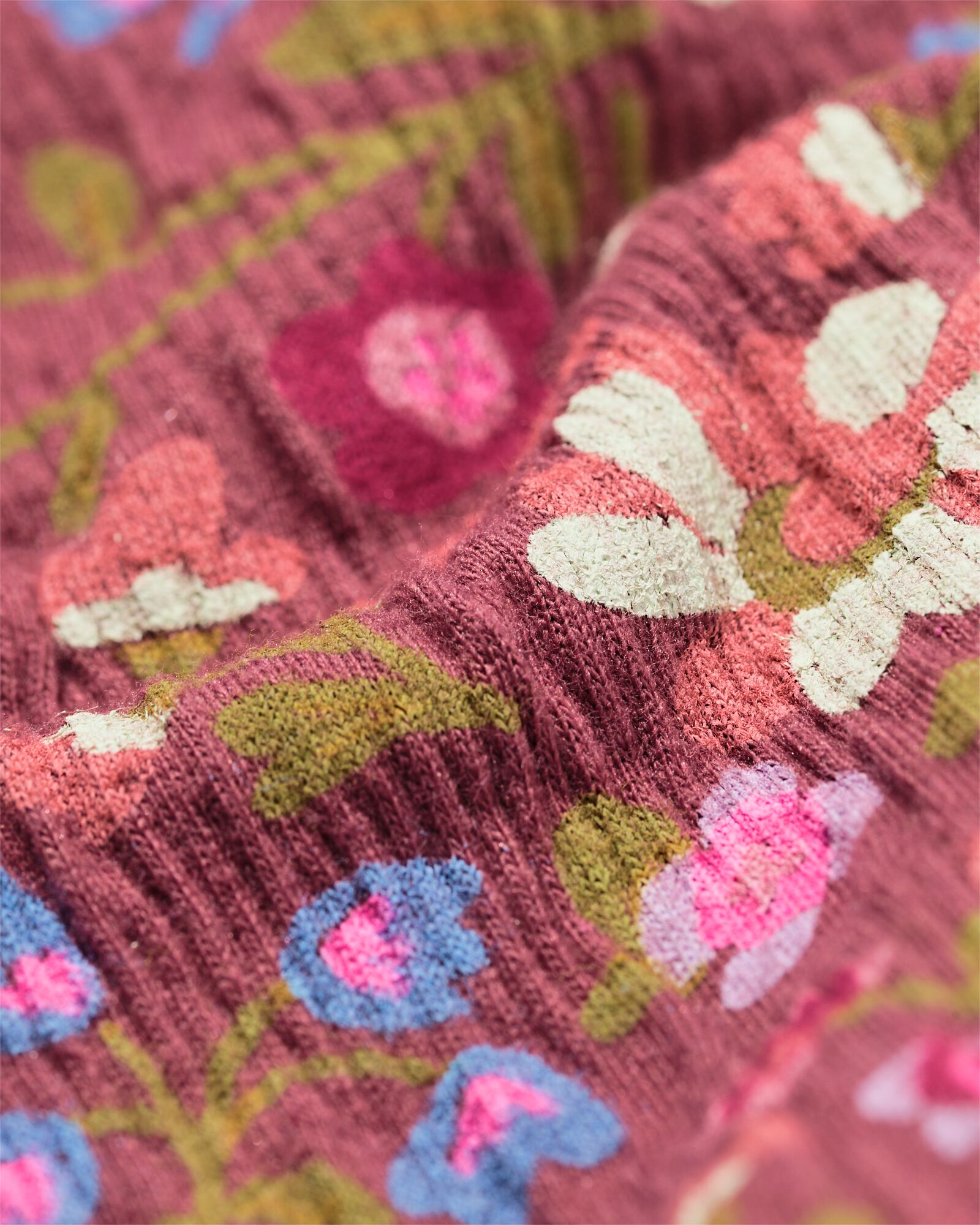 kinderjurk a-lijn rib bloemen lichtbruin lichtbruin - 30828702LIGHTBROWN - HEMA