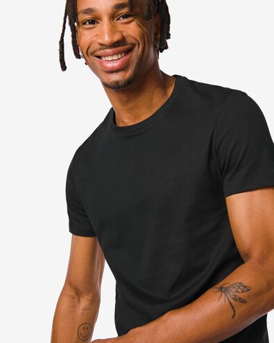 heren t-shirt regular fit o-hals - 2 stuks zwart zwart - 1000009970 - HEMA