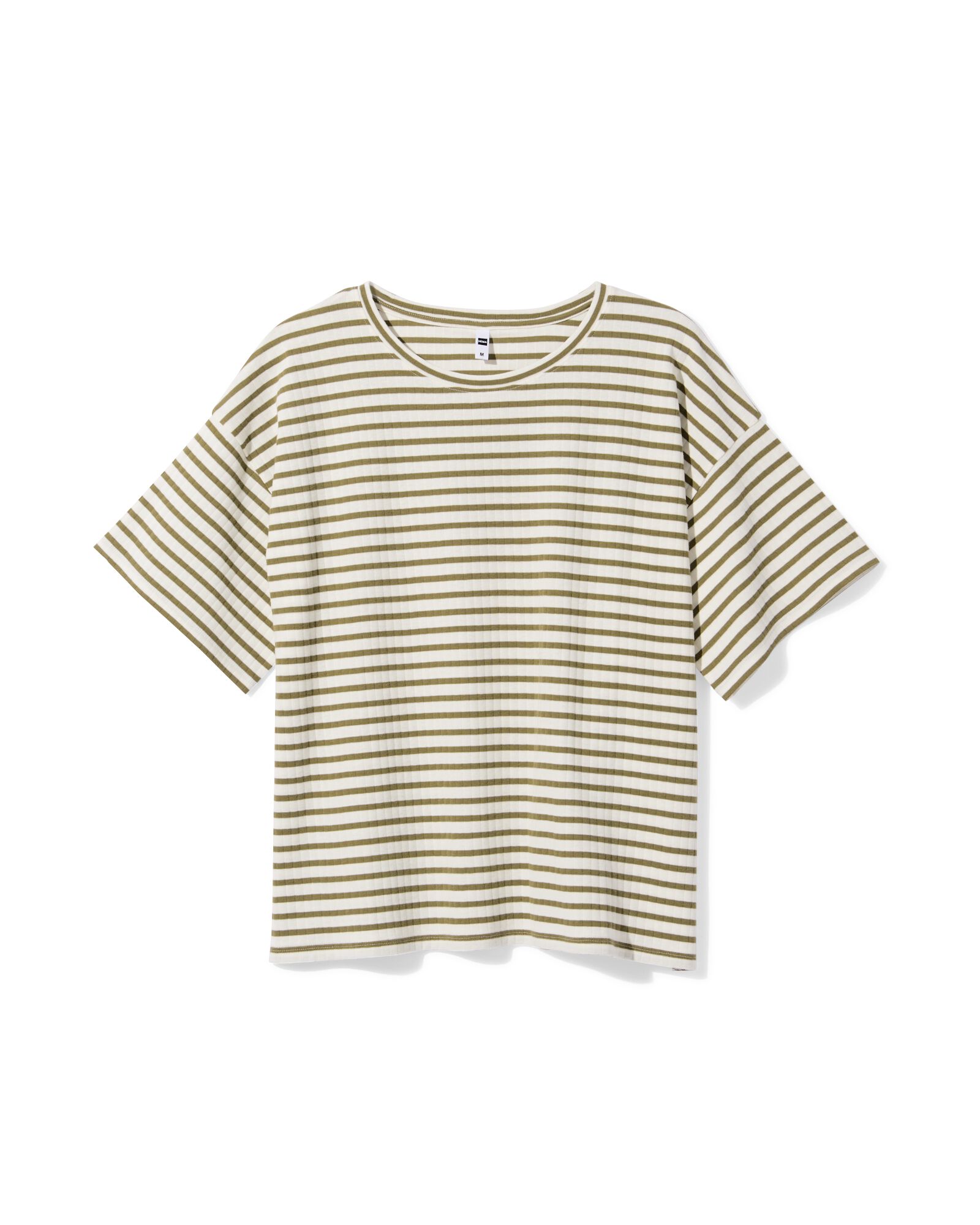 dames T-shirt Noel jersey strepen katoen olijf olijf - 36209250OLIVE - HEMA