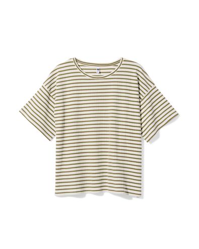 dames T-shirt Noel jersey strepen katoen olijf olijf - 36209250OLIVE - HEMA