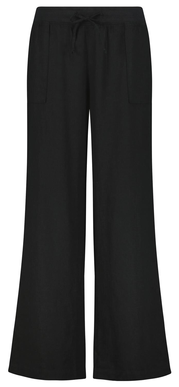 women's trousers linen black - HEMA