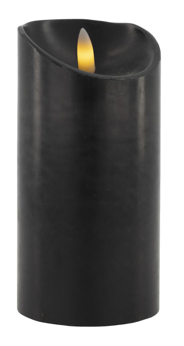 LED-Kerze aus Kerzenwachs, Ø 7.5 x 15 cm, schwarz - 13550042 - HEMA