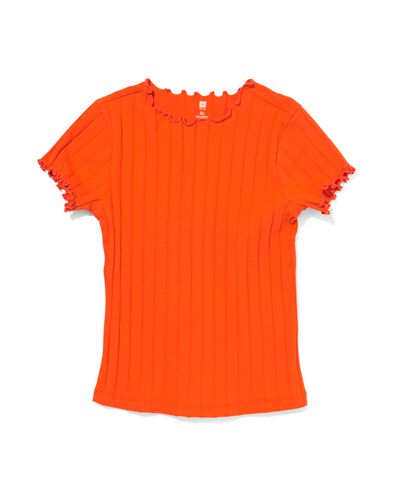 t-shirt enfant avec côtes orange 146/152 - 30839985 - HEMA