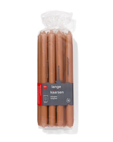 12 bougies longues &Oslash;2.2x29&nbsp; marron 2,2 x 29 - 13504002 - HEMA