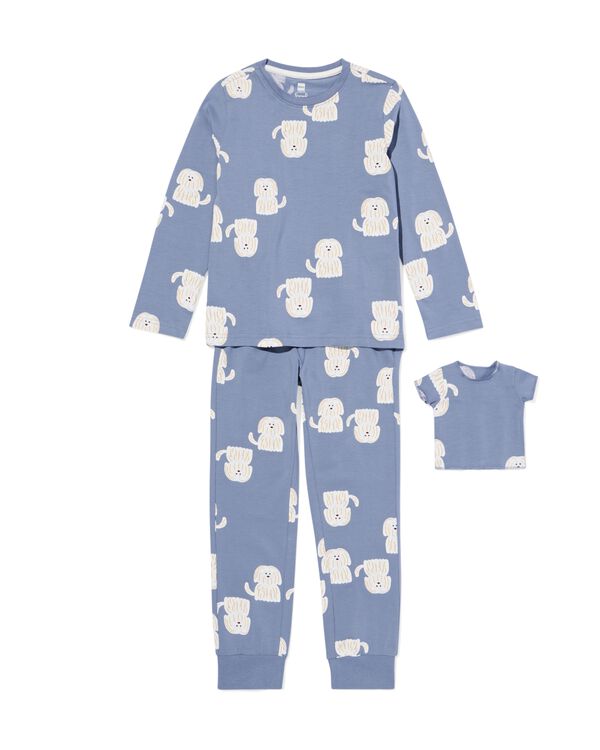 pyjama enfant avec pyjama de poup&eacute;e chiens bleu bleu - 23000450BLUE - HEMA