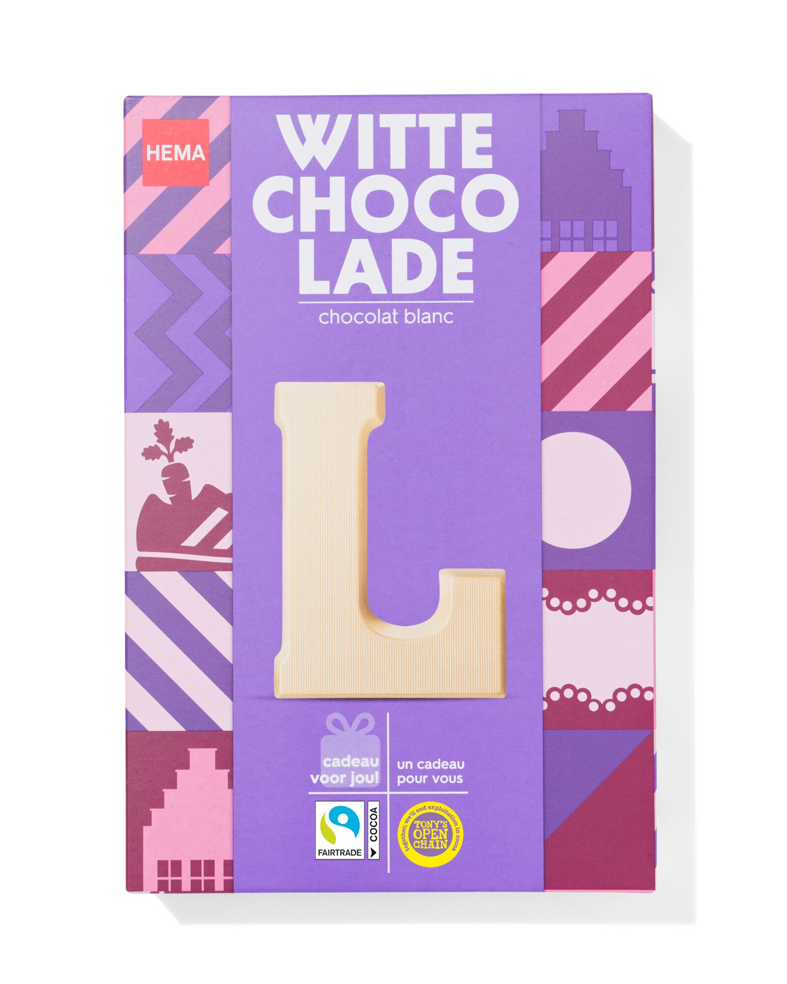 chocoladeletter wit L 140g - 24403112 - HEMA